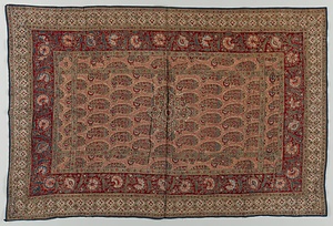 キルティング敷物 メダイヨンペイズリー額型文様更紗