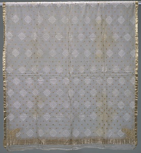 ショール 白地花文様