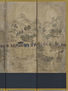 釜山草梁客舎日本使節接待図屏風