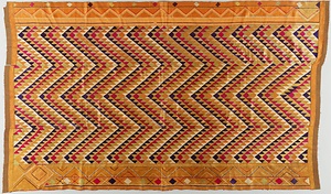 プルカリ（覆い布） 茶木綿地波形幾何文様