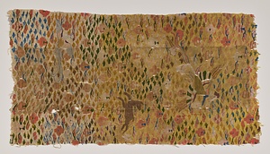 緙絲 黄白段花蝶鳳凰鹿文様