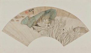 水仙図扇面