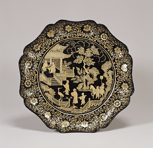 楼閣人物螺鈿輪花盆