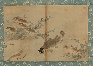 等梅／游魚図