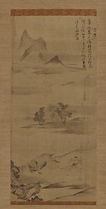 載嶧／山水牧童図