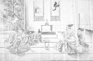 立入宗継内勅を織田信長に伝ふる図