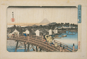 東都名所・日本橋之白雨