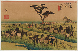 東海道五拾三次之内･池鯉鮒　首夏馬市