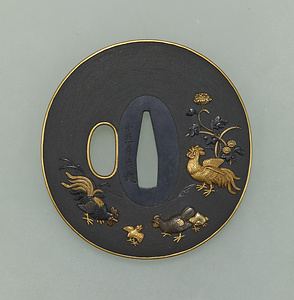 群鶏図鐔（小）