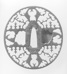 丸形透鉄鐔 銘忠時作