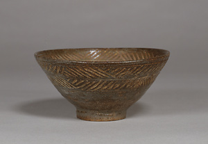 彫三島茶碗 銘 玄涛