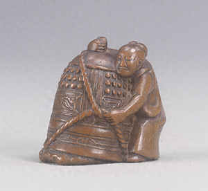 鬼若丸木彫根付