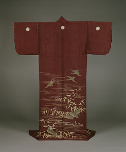 単衣 紫絽地流水芦雁模様