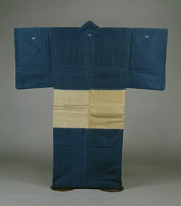 熨斗目 藍地格子模様（六文銭紋付）