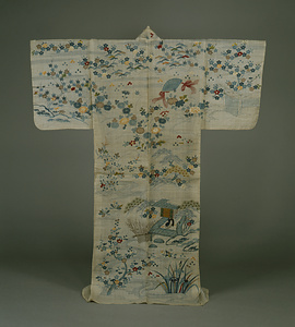 帷子 白麻地四季草木流水軒端模様