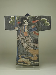 火消半纏 紺木綿刺子地人物模様