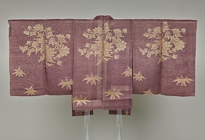 長絹 紫地牡丹五枚笹模様 (子方）