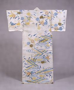 帷子 白麻地葵筏網模様