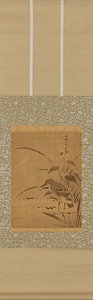 水禽探魚図軸