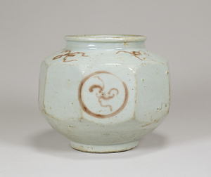 辰砂丸文面取壺