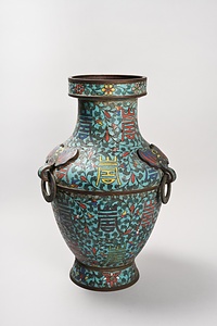 銅胎七宝唐草寿字壺