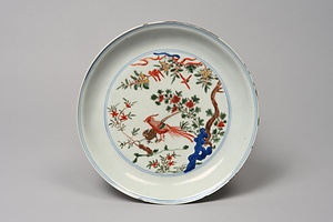 五彩花鳥文皿