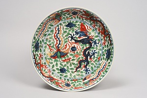 五彩龍鳳文皿