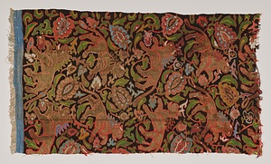 緙絲 黒地獅子唐草文様