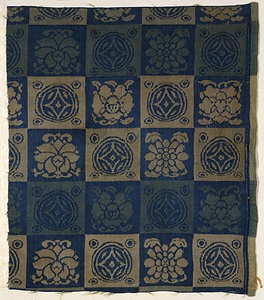 縹地石畳文様緞子 遠州緞子