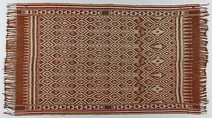 プア・コンブ（肩衣） 茶地菱人物文様経絣