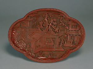 楼閣人物堆朱木瓜形盆