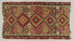 敷物 菱幾何文様綴織