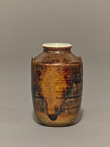 瀬戸釉耳付茶入  銘 浦月