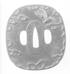 瑞雲舞鶴図大小鐔