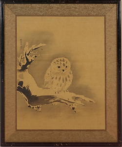 探幽／雪中梟図