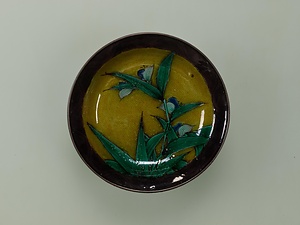 色絵露草図台鉢