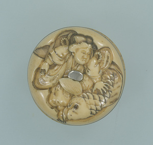 饅頭形鬼若丸牙彫根付