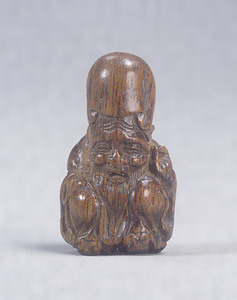 福禄寿木彫根付