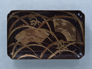 芒扇面散蒔絵香盆