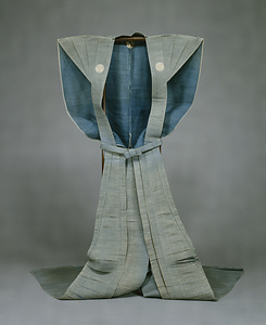 長裃 浅葱麻地割付柄小紋 三つ葉葵紋付　