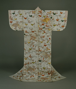 帷子 白麻地蔦檜扇模様