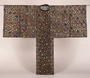 狩衣 紺地牡丹唐草模様紋紗