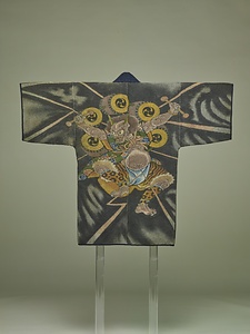 火事羽織 紺木綿地雷神模様刺子