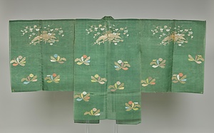 長絹 緑地蔦庵蒲公英模様