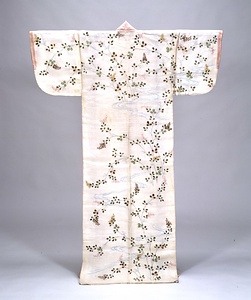 帷子 白麻地流水に萩模様