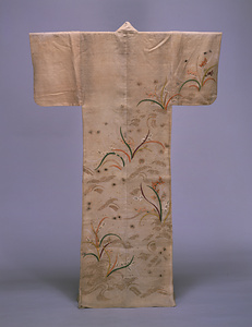 帷子 淡茶麻地蘭螢流水模様