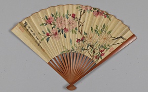 書画扇／1.花卉図／2.行書文語