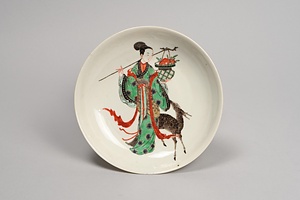 五彩仙女図皿