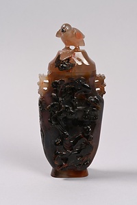 松鳥彫瑪瑙瓶