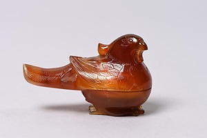 鳥形赤瑪瑙合子